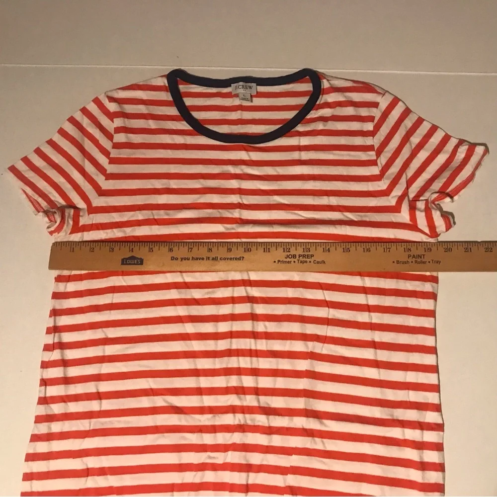 J. Crew Striped Short Sleeve T-Shirt Dress Womens Size L Coastal Beach Preppy